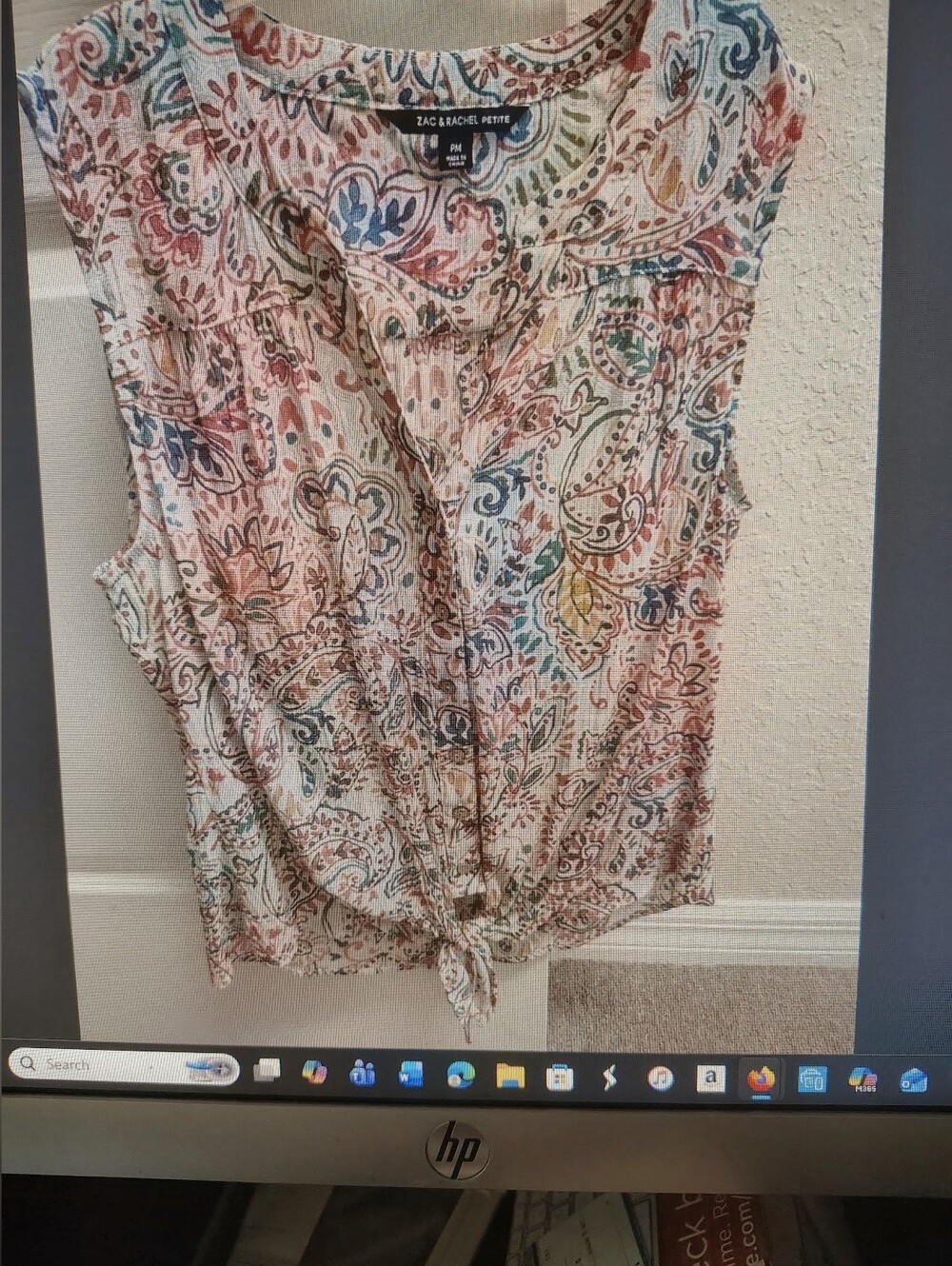 Zac & Rachel Multicolor Paisley Tie-Front Sleeveless Top